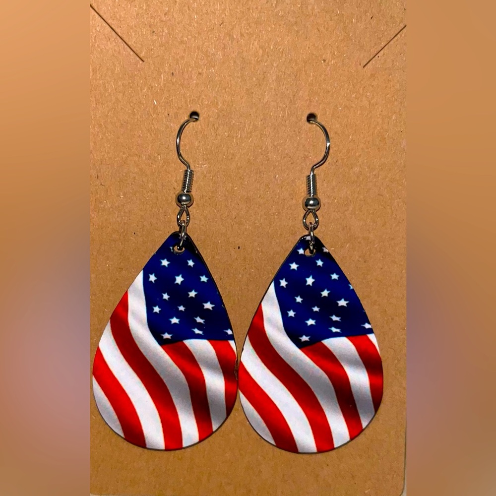 Earrings – teardrop – United States, America, flag